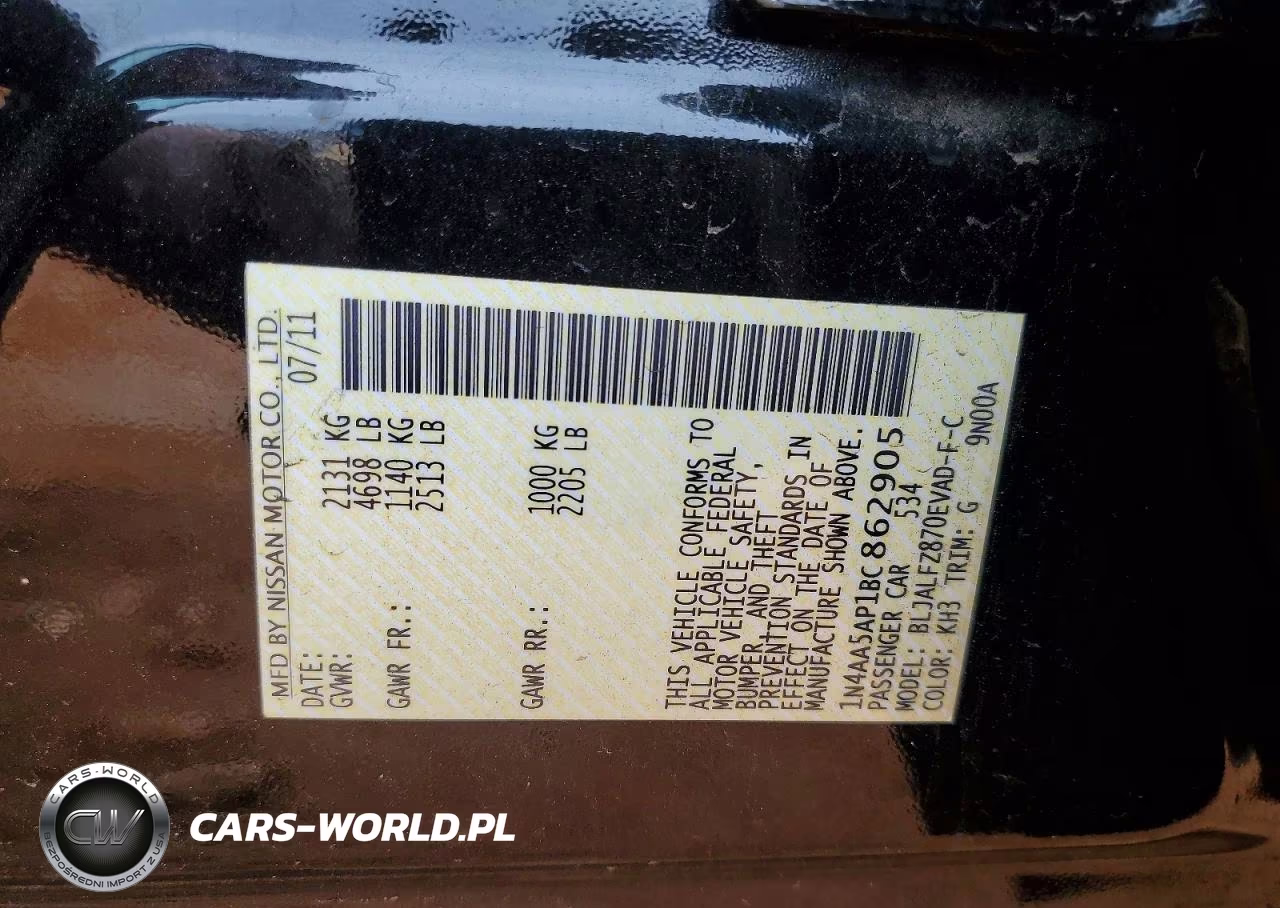 2011 Nissan Maxima S VIN:1N4AA5AP1BC862905 - 12