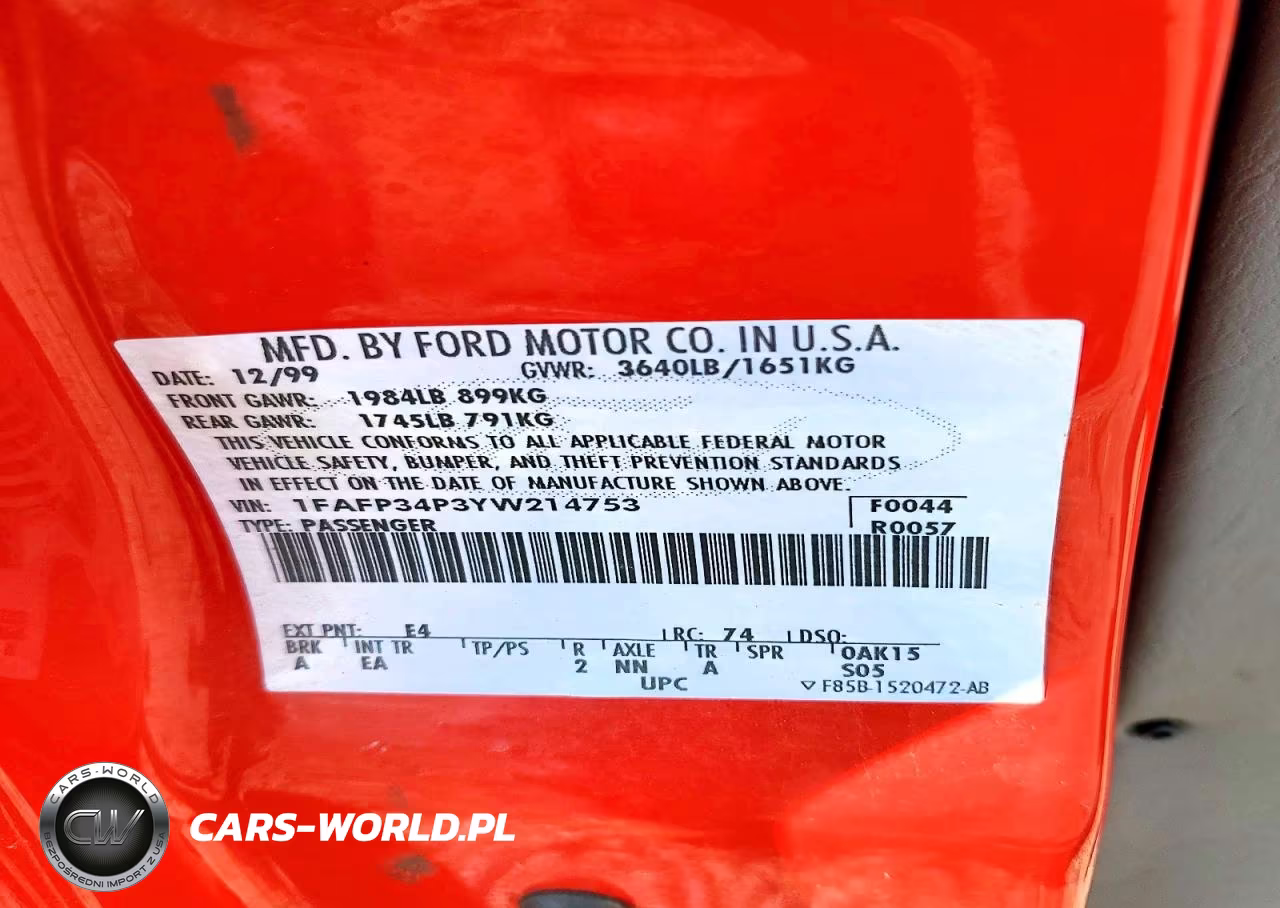 2000 Ford Focus Se VIN:1FAFP34P3YW214753 - 12