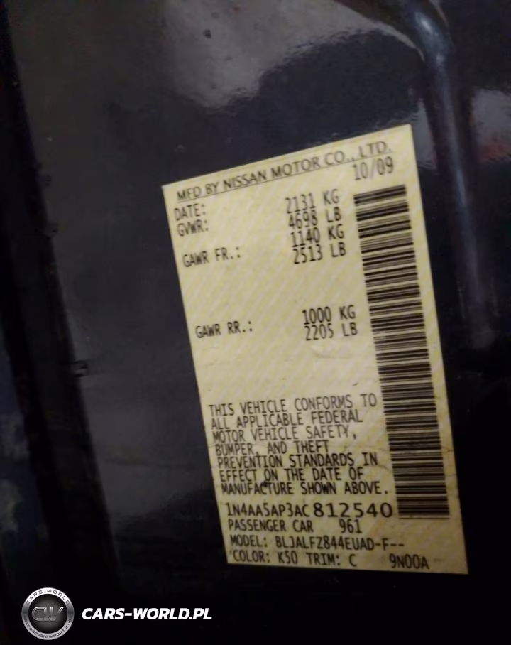 2010 Nissan Maxima 3.5 S VIN:1N4AA5AP3AC812540 - 12
