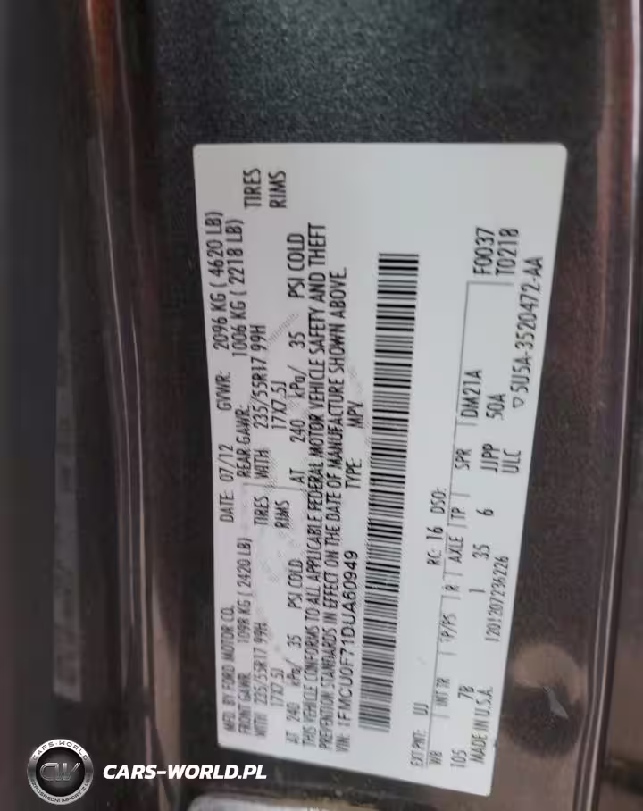 FORD ESCAPE S VIN:1FMCU0F71DUA60949 - 13