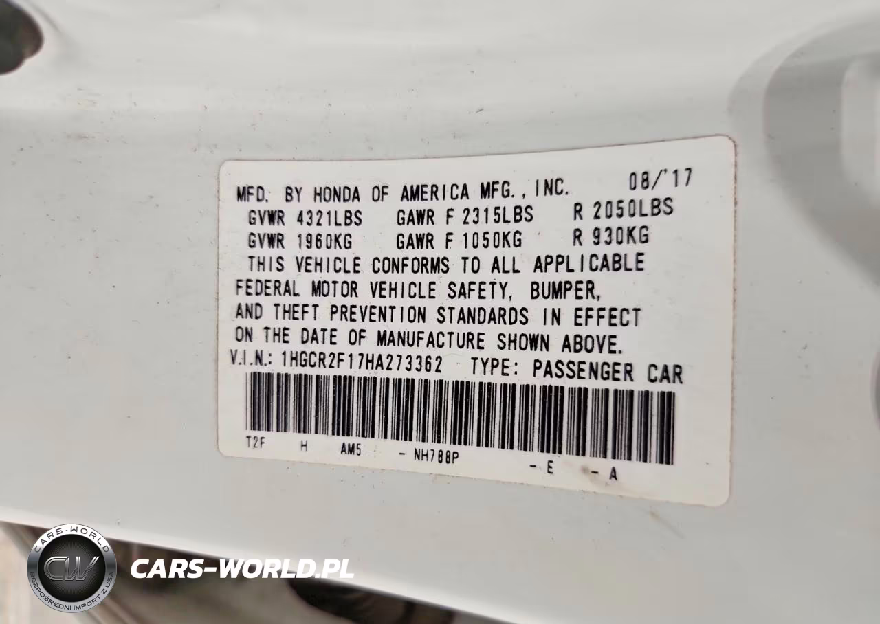 2017 Honda Accord Sport Special Edition VIN:1HGCR2F17HA273362 - 12