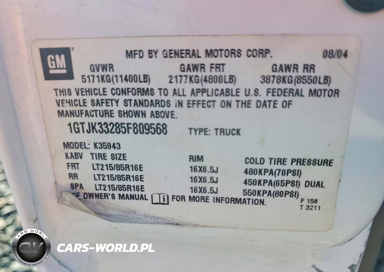 2005 GMC New Sierra K3500 VIN:1GTJK33285F809568 - 13