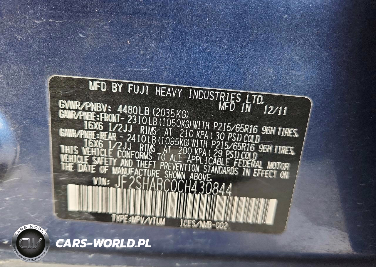 2012 Subaru Forester VIN:JF2SHABC0CH430844 - 14