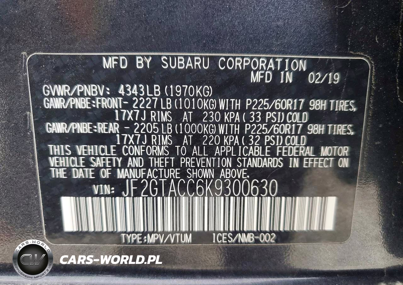 2019 Subaru Crosstrek Premium VIN:JF2GTACC6K9300630 - 13