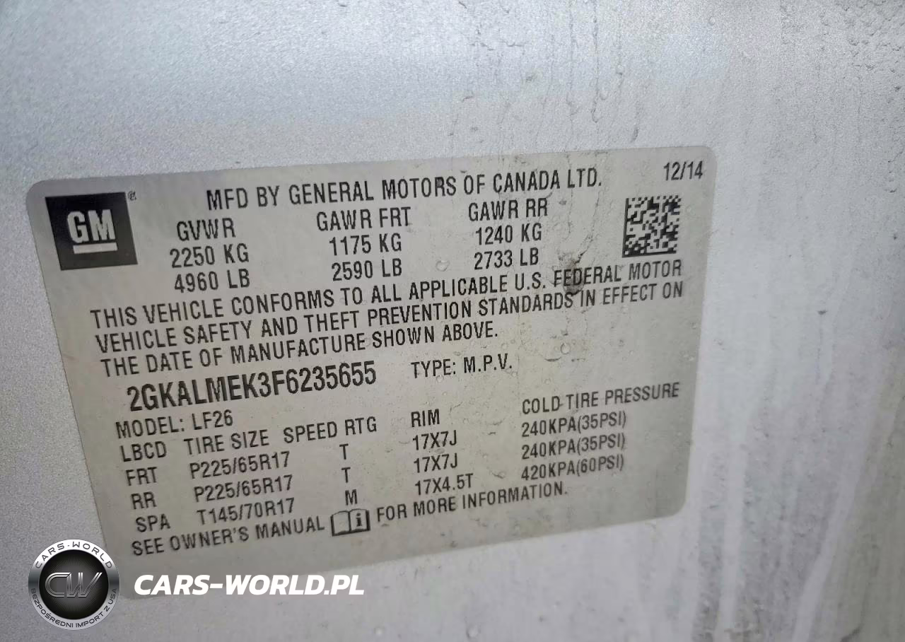 2015 GMC Terrain Sle VIN:2GKALMEK3F6235655 - 13