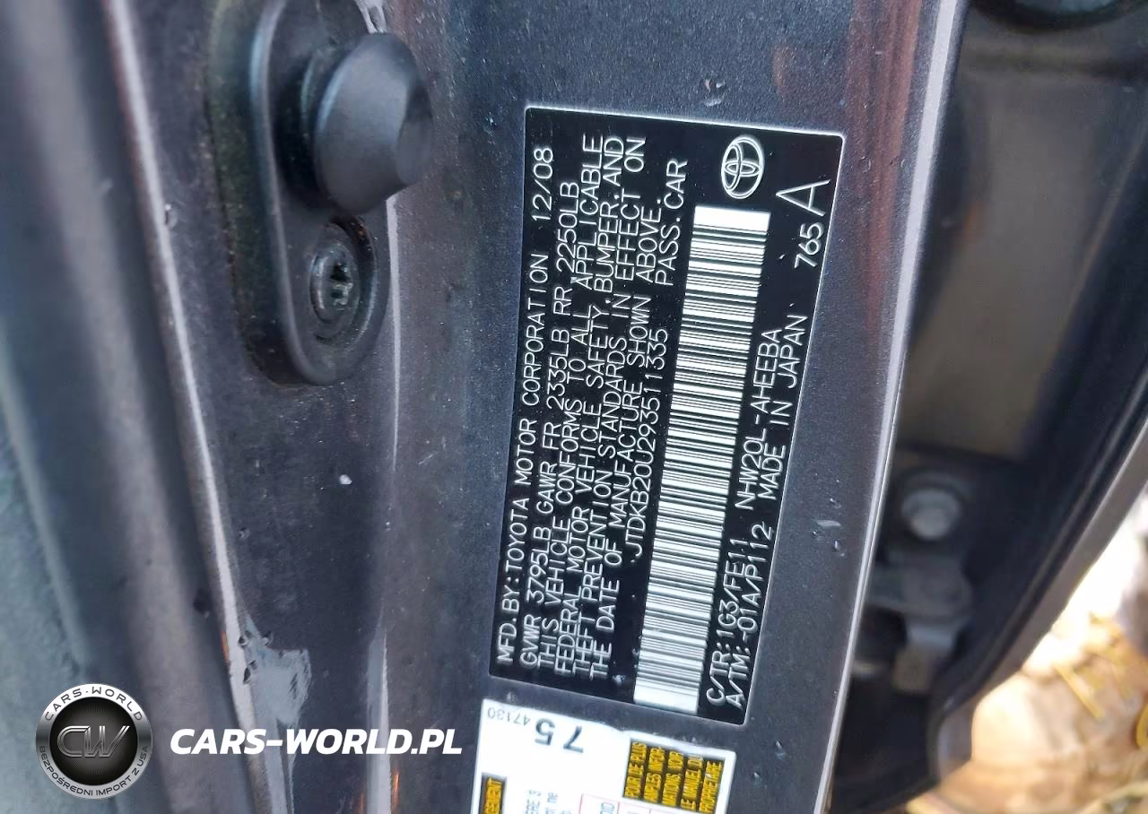 2009 Toyota Prius Base VIN:JTDKB20U293511335 - 12
