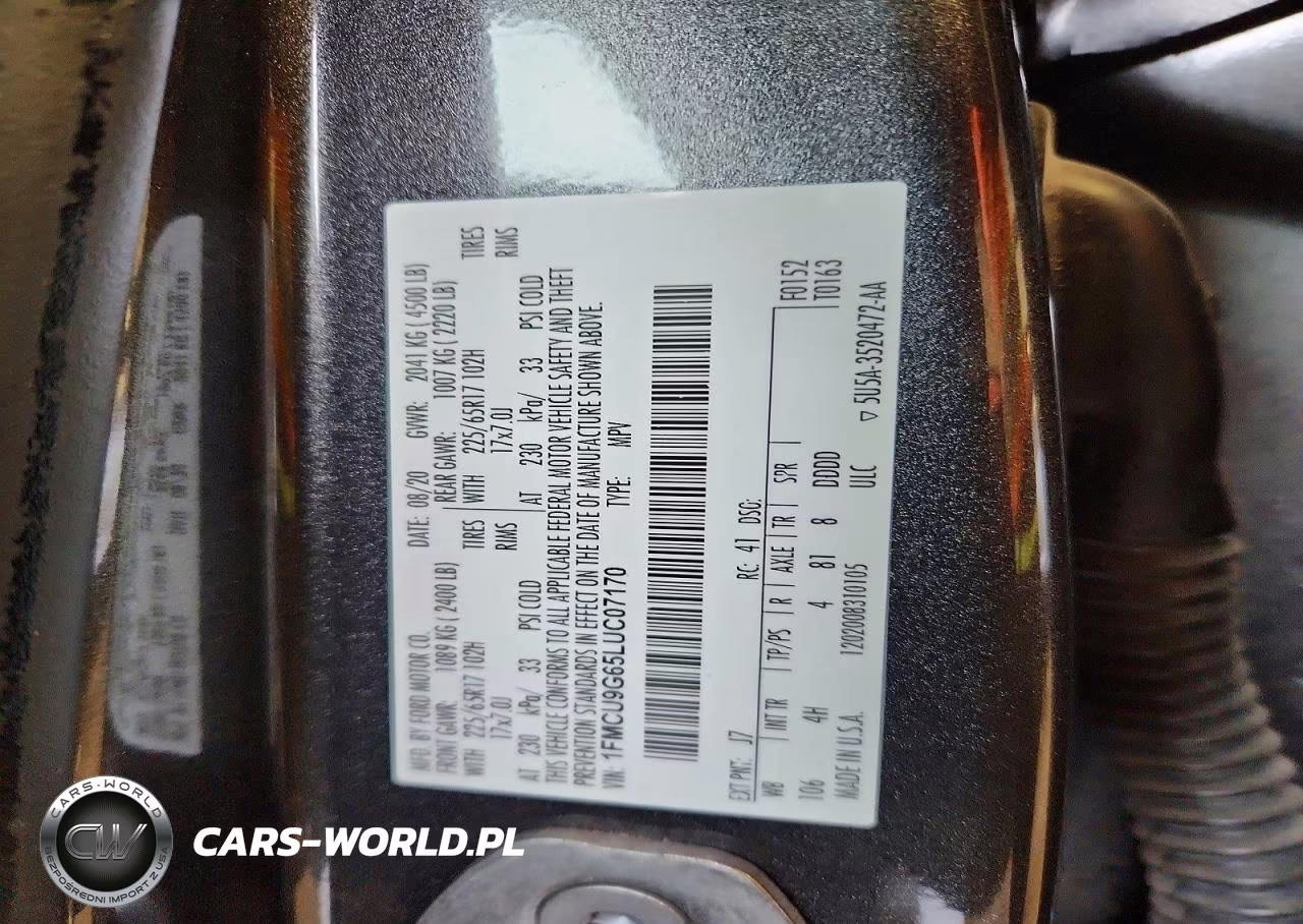 2020 Ford Escape Se VIN:1FMCU9G65LUC07170 - 12
