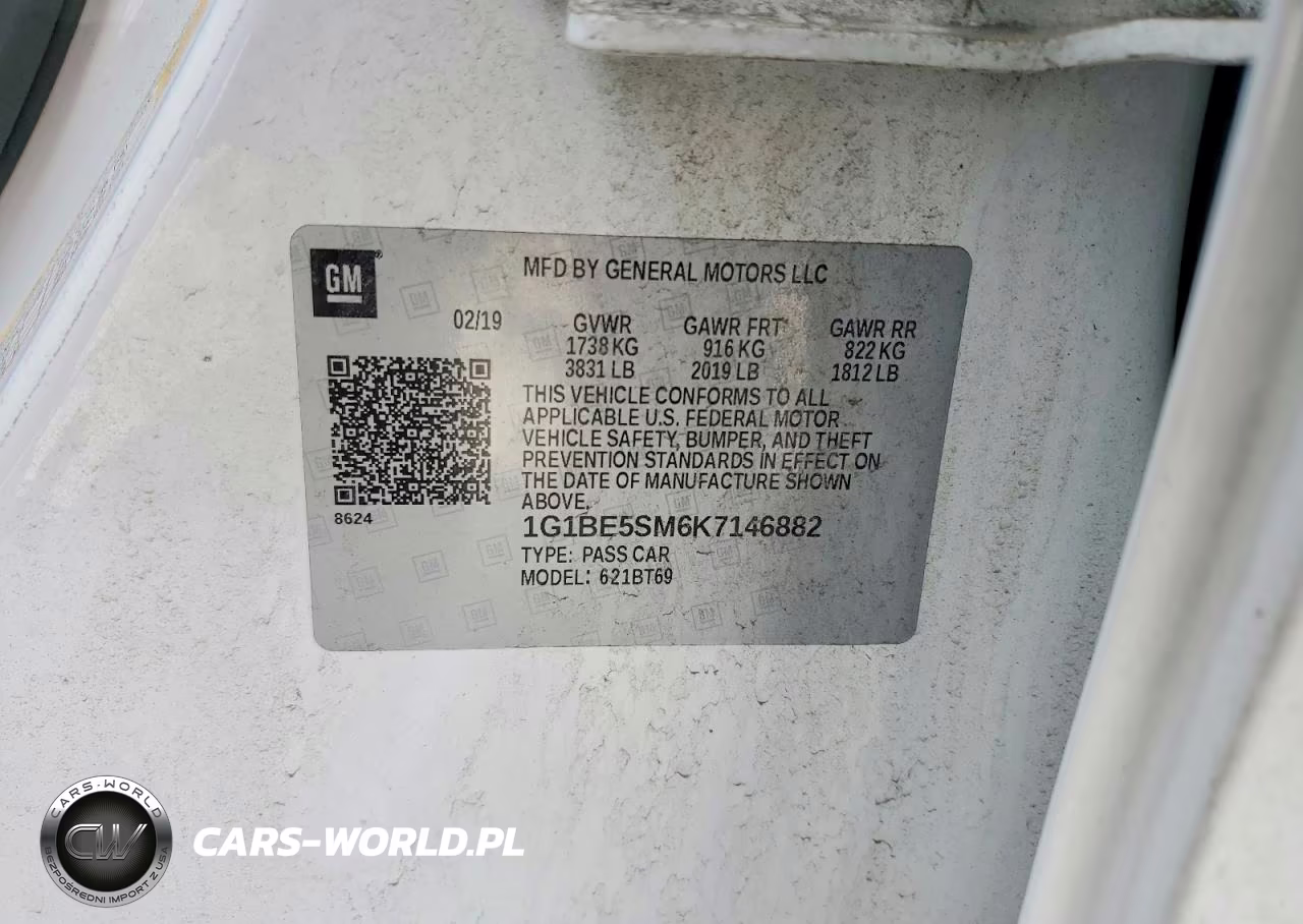 2019 Chevrolet Cruze Lt VIN:1G1BE5SM6K7146882 - 12