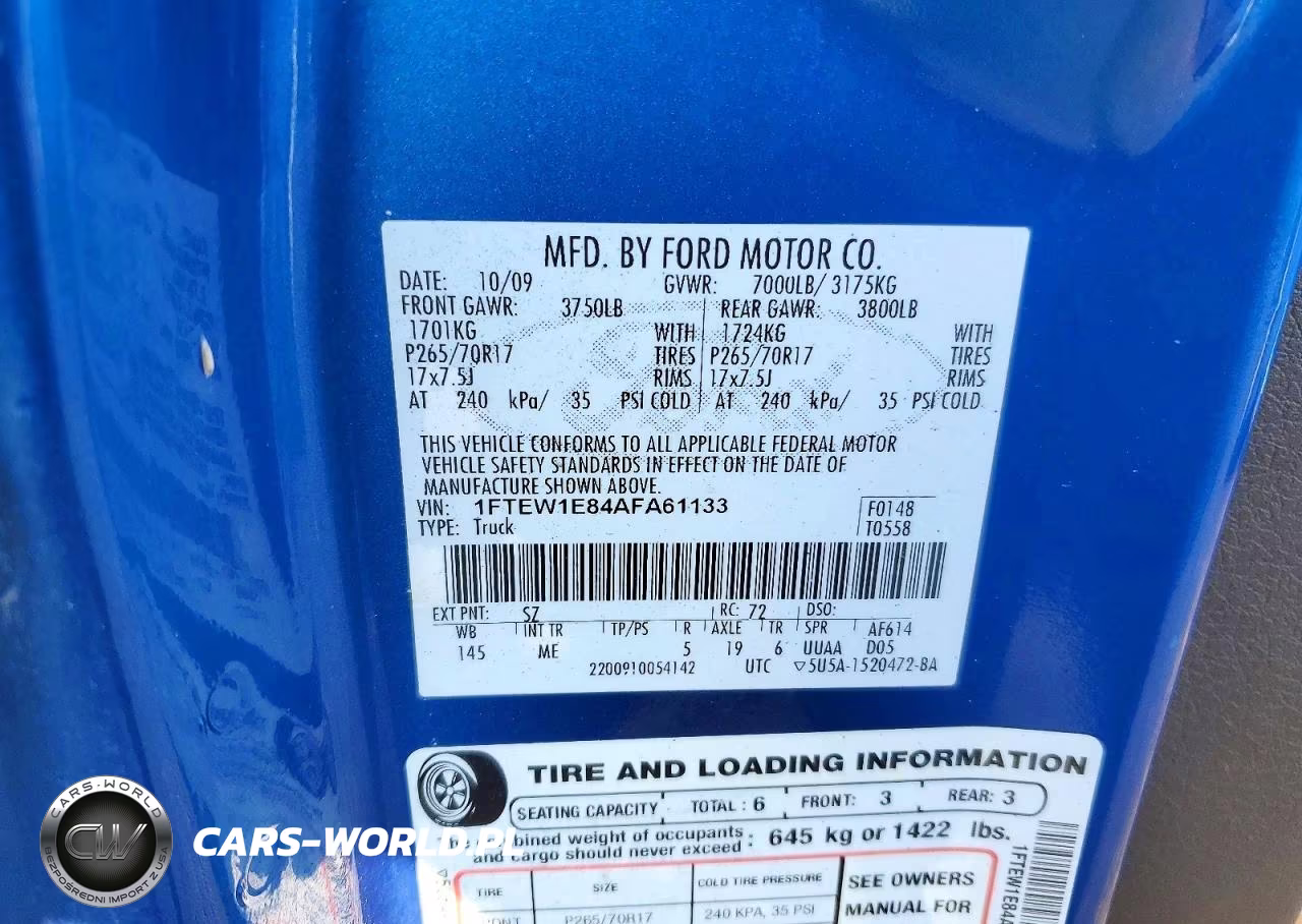 2010 Ford F150 Supercrew VIN:1FTEW1E84AFA61133 - 13