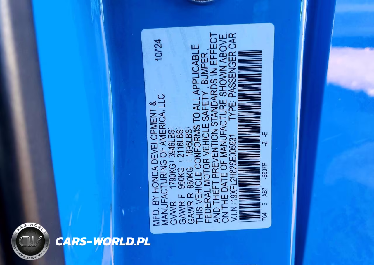 2025 Honda Civic Sport VIN:19XFL2H82SE005931 - 12