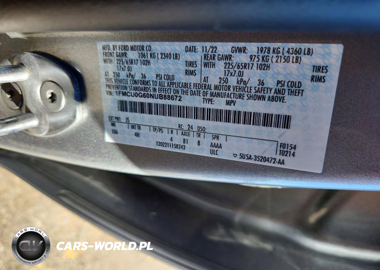 2022 Ford Escape Se VIN:1FMCU0G60NUB88672 - 12