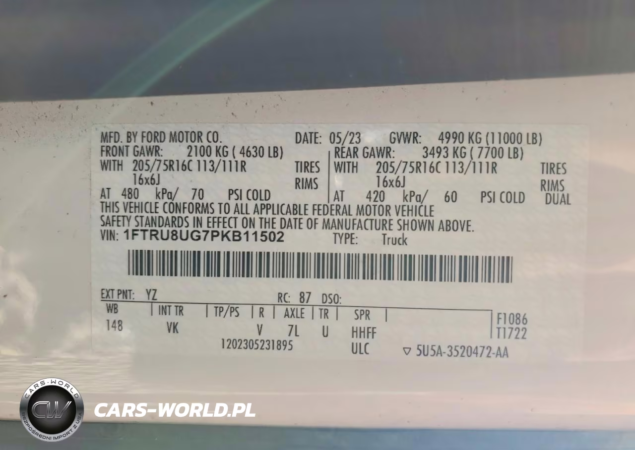 2023 Ford Transit T-350 Hd VIN:1FTRU8UG7PKB11502 - 14