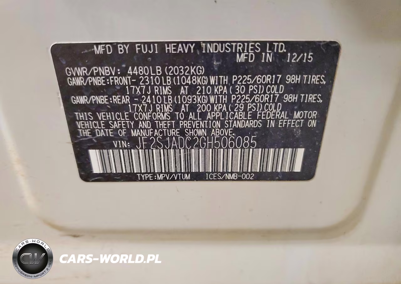 2016 Subaru Forester 2.5I Premium VIN:JF2SJADC2GH506085 - 14