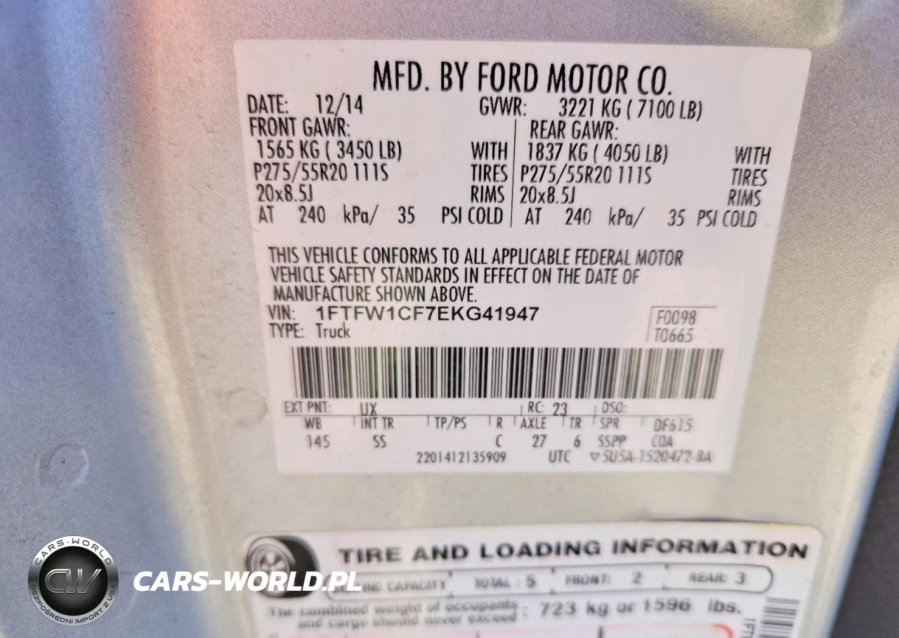 2014 Ford F150 Supercrew VIN:1FTFW1CF7EKG41947 - 12