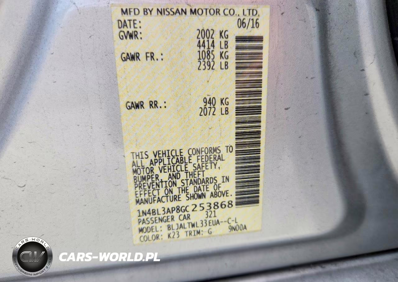 2016 Nissan Altima 3.5 Sl VIN:1N4BL3AP8GC253868 - 13