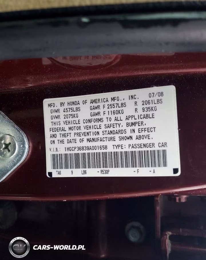 2009 Honda Accord Exl VIN:1HGCP36839A001658 - 13