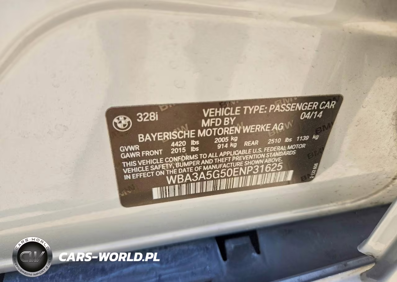 2014 BMW 328 I VIN:WBA3A5G50ENP31625 - 12