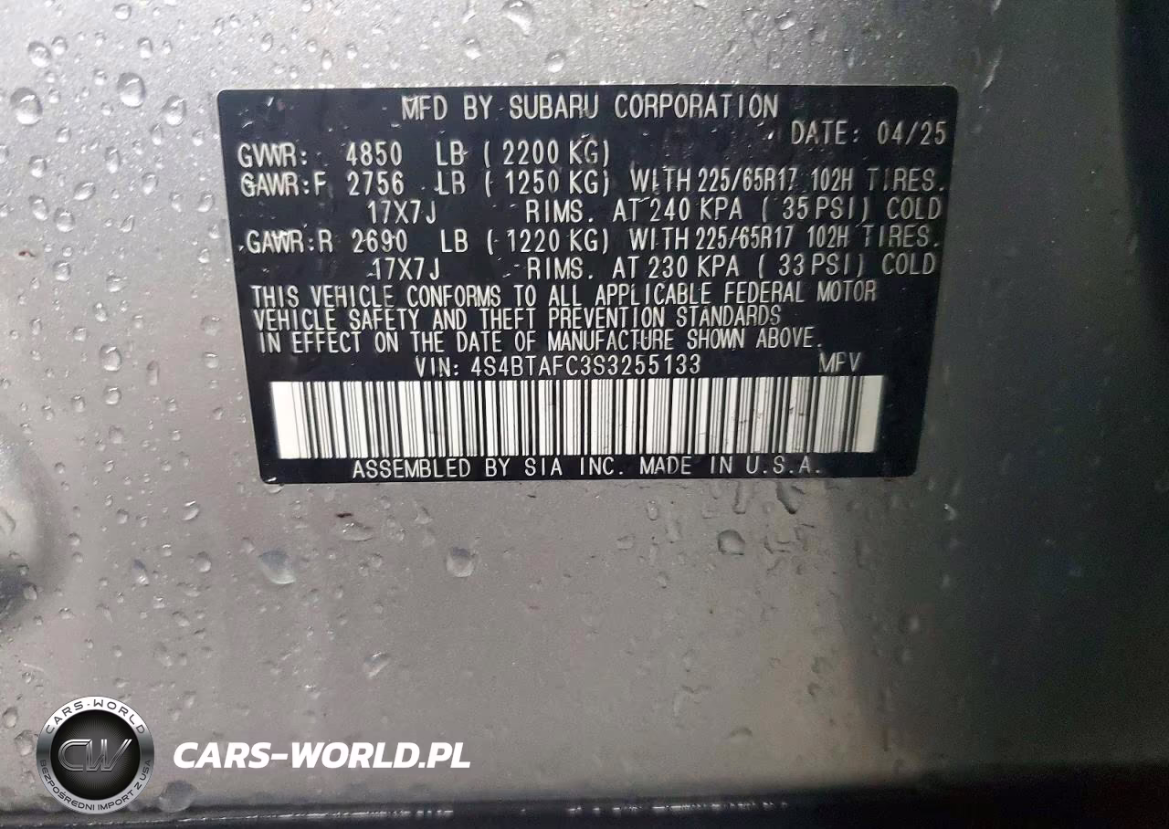 2025 Subaru Outback Premium VIN:4S4BTAFC3S3255133 - 14