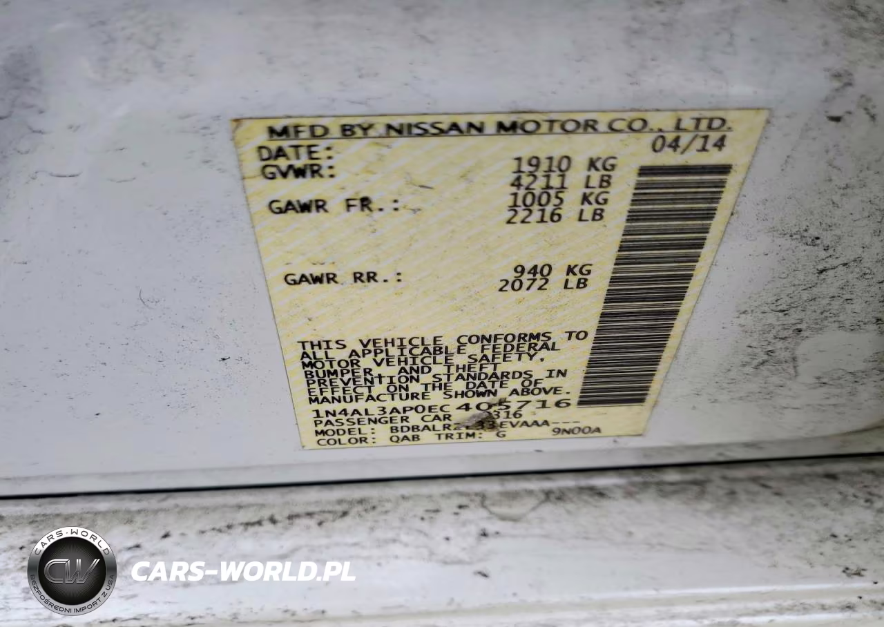 2014 Nissan Altima 2.5 VIN:1N4AL3AP0EC405716 - 12