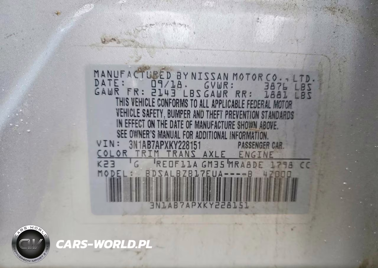 2019 Nissan Sentra S VIN:3N1AB7APXKY228151 - 12