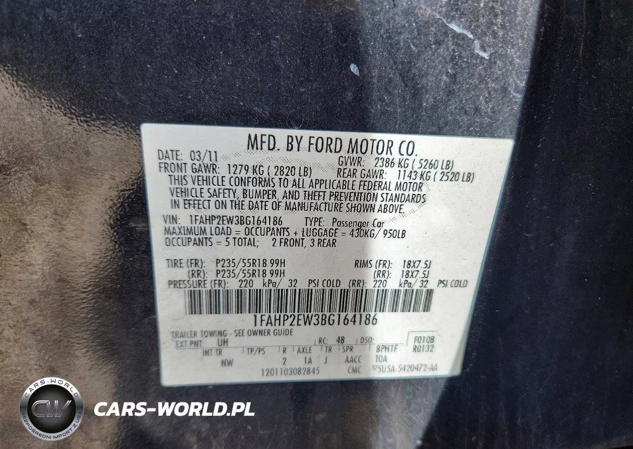 2011 Ford Taurus Sel VIN:1FAHP2EW3BG164186 - 12
