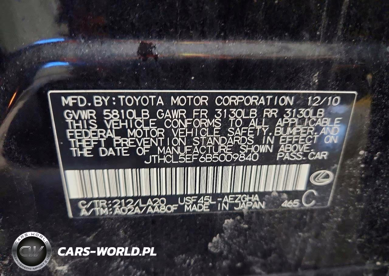 2011 Lexus Ls 460 VIN:JTHCL5EF6B5009840 - 12