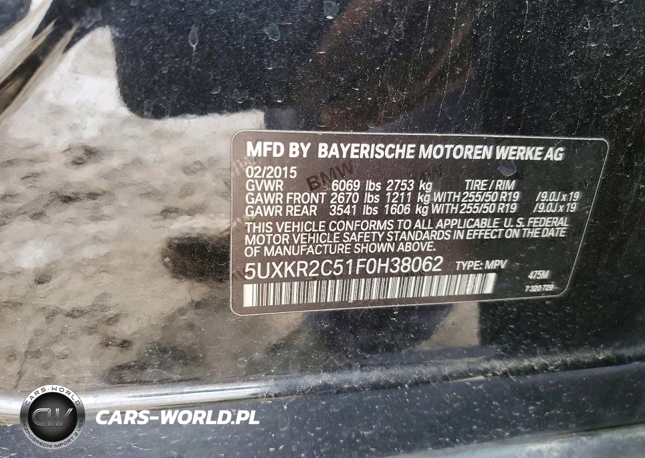 2015 BMW X5 Sdrive35I VIN:5UXKR2C51F0H38062 - 13