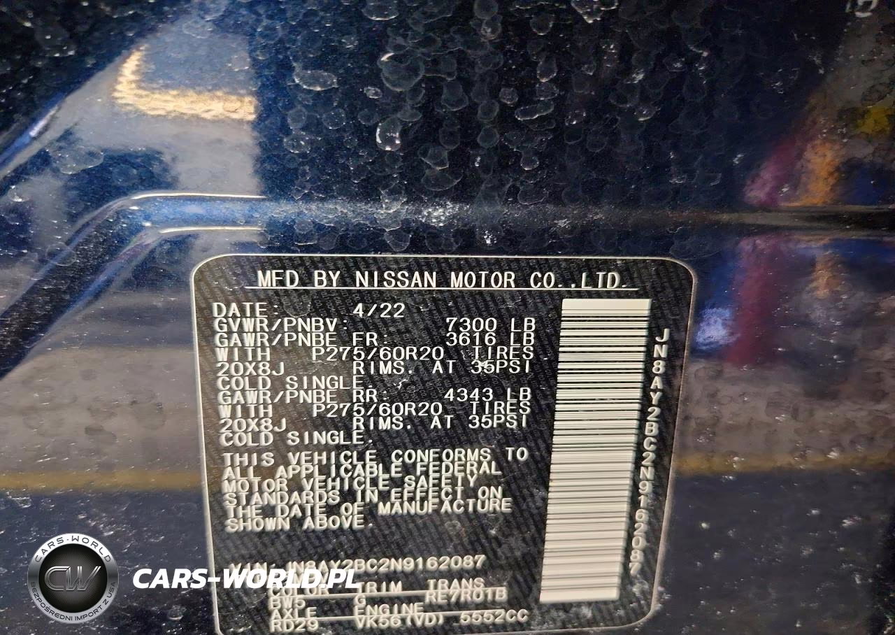 2022 Nissan Armada Sl VIN:JN8AY2BC2N9162087 - 13