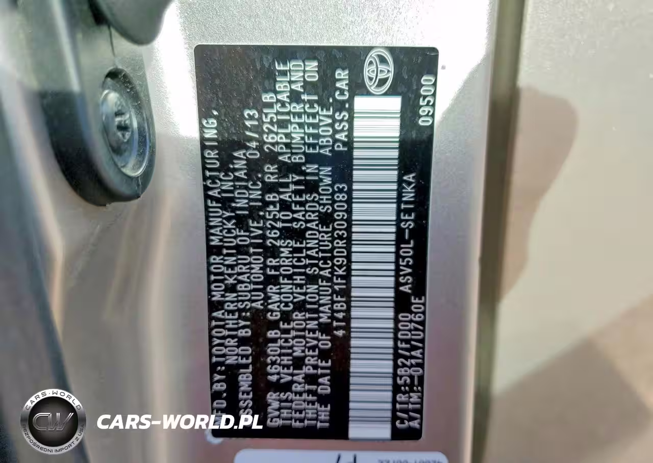 2013 Toyota Camry L VIN:4T4BF1FK9DR309083 - 12