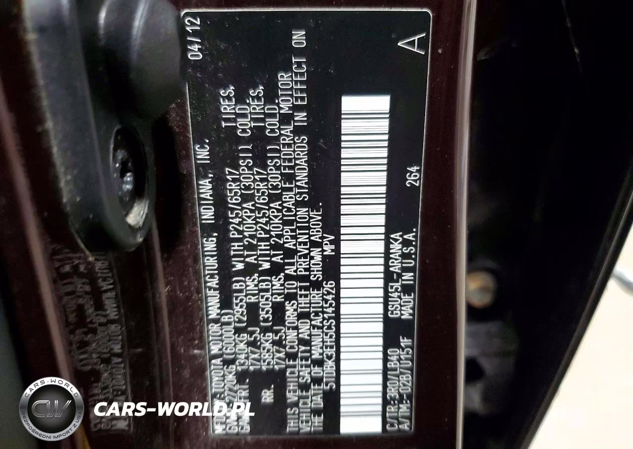 2012 Toyota Highlander Se VIN:5TDBK3EH5CS145426 - 12
