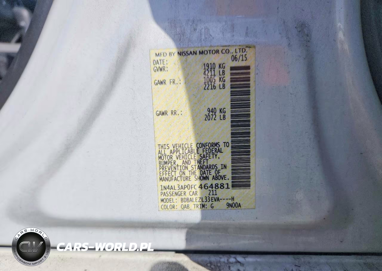 2015 Nissan Altima 2.5 VIN:1N4AL3AP0FC464881 - 12