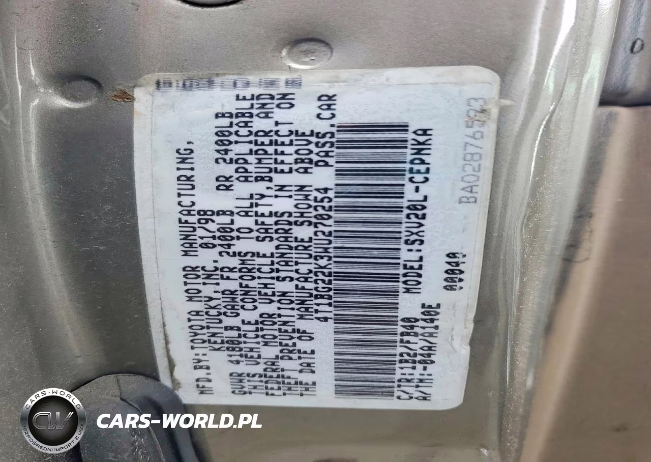 1998 Toyota Camry Ce VIN:4T1BG22K3WU270254 - 12