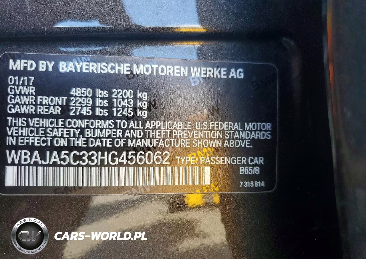 2017 BMW 530 I VIN:WBAJA5C33HG456062 - 13