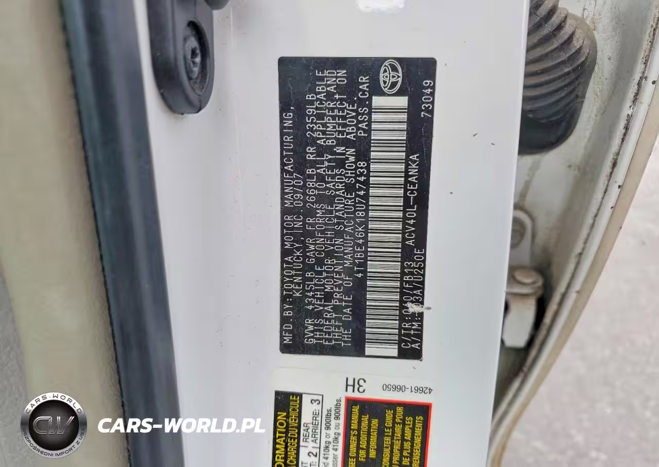 2008 Toyota Camry Ce VIN:4T1BE46K18U747438 - 12