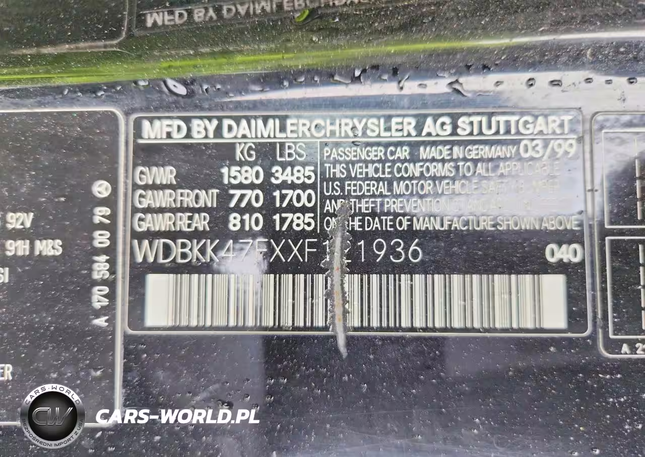 1999 Mercedes-Benz Slk-Class VIN:WDBKK47FXXF121936 - 12