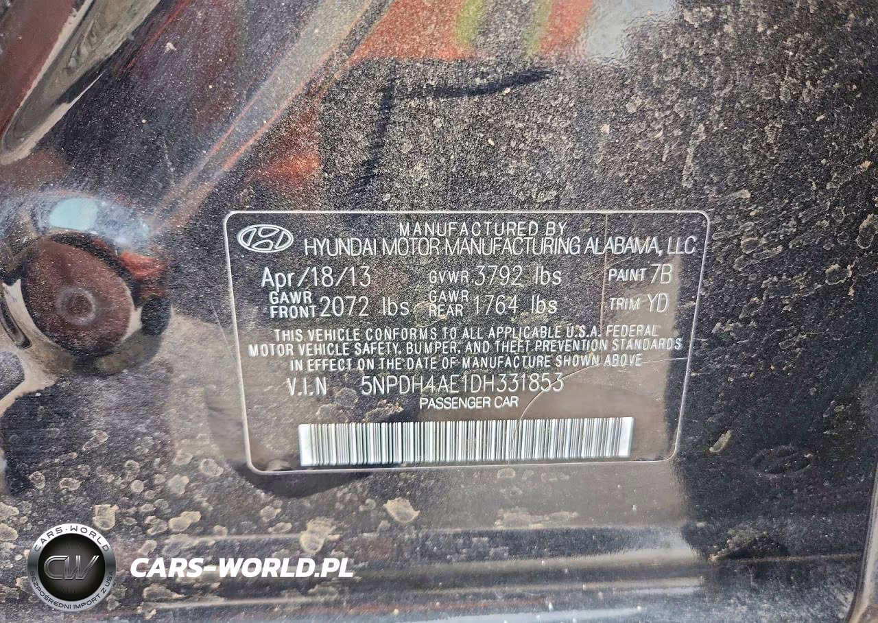 2013 Hyundai Elantra Gls VIN:5NPDH4AE1DH331853 - 13
