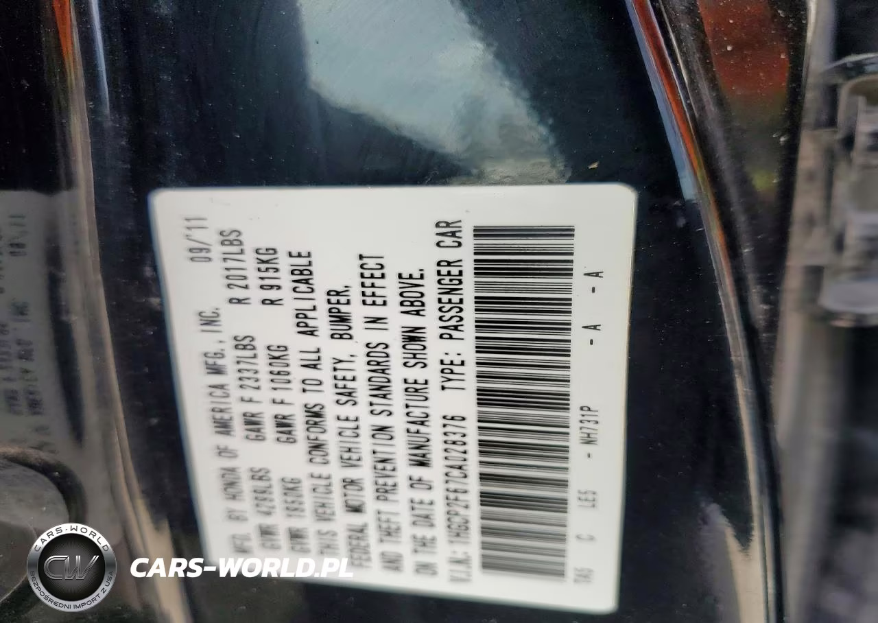 2012 Honda Accord Se VIN:1HGCP2F67CA028376 - 12