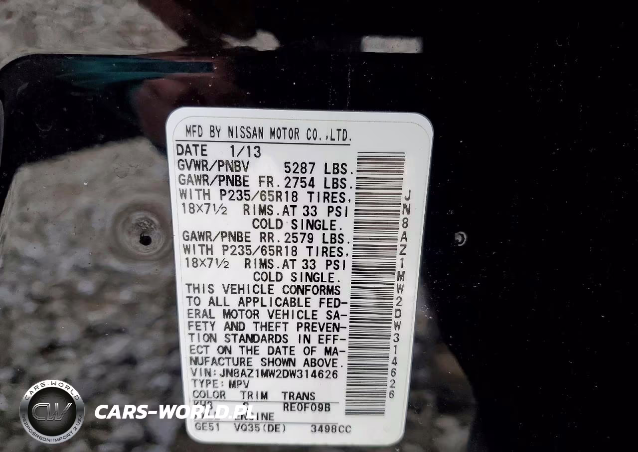 2013 Nissan Murano S VIN:JN8AZ1MW2DW314626 - 14