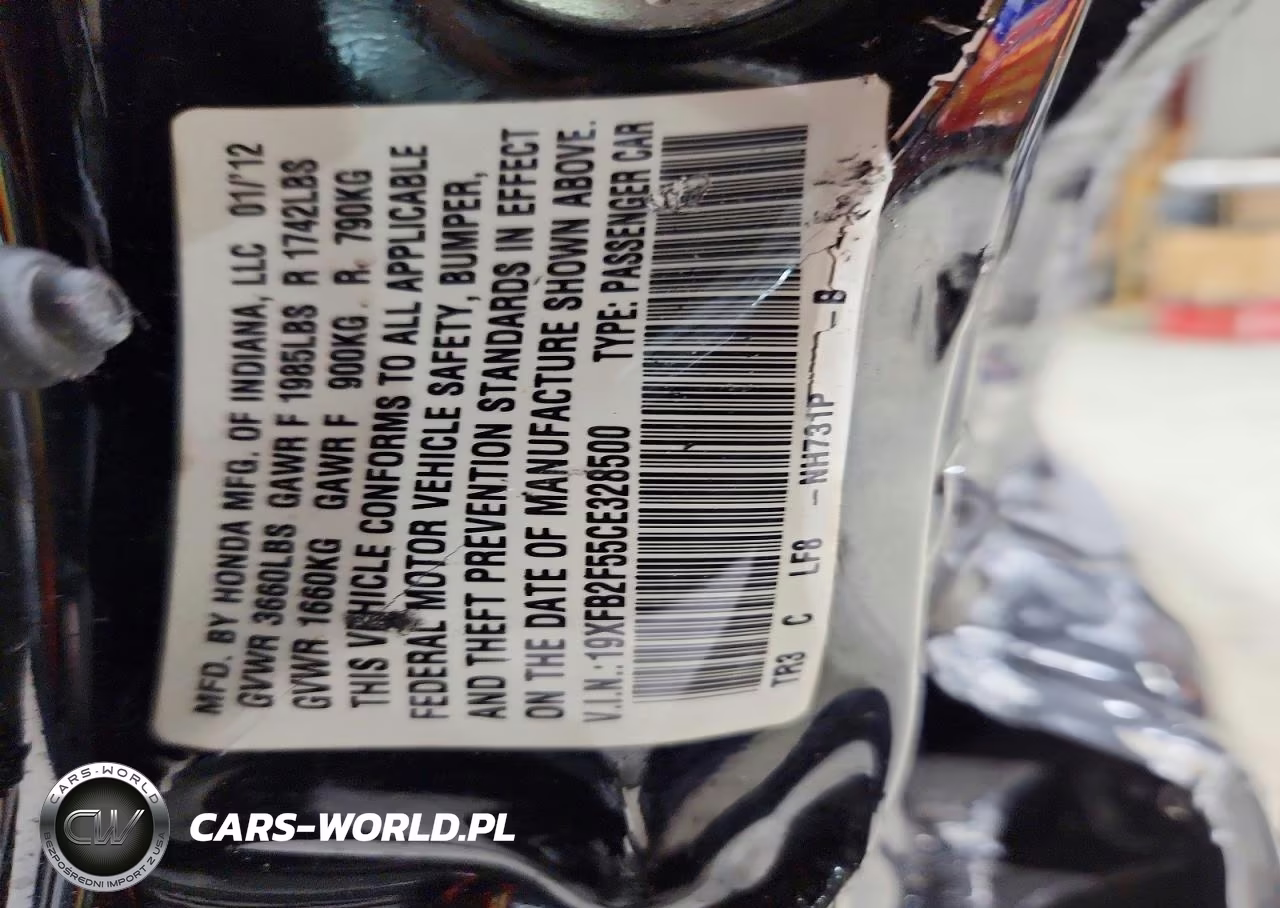 2012 Honda Civic Lx VIN:19XFB2F55CE328500 - 12