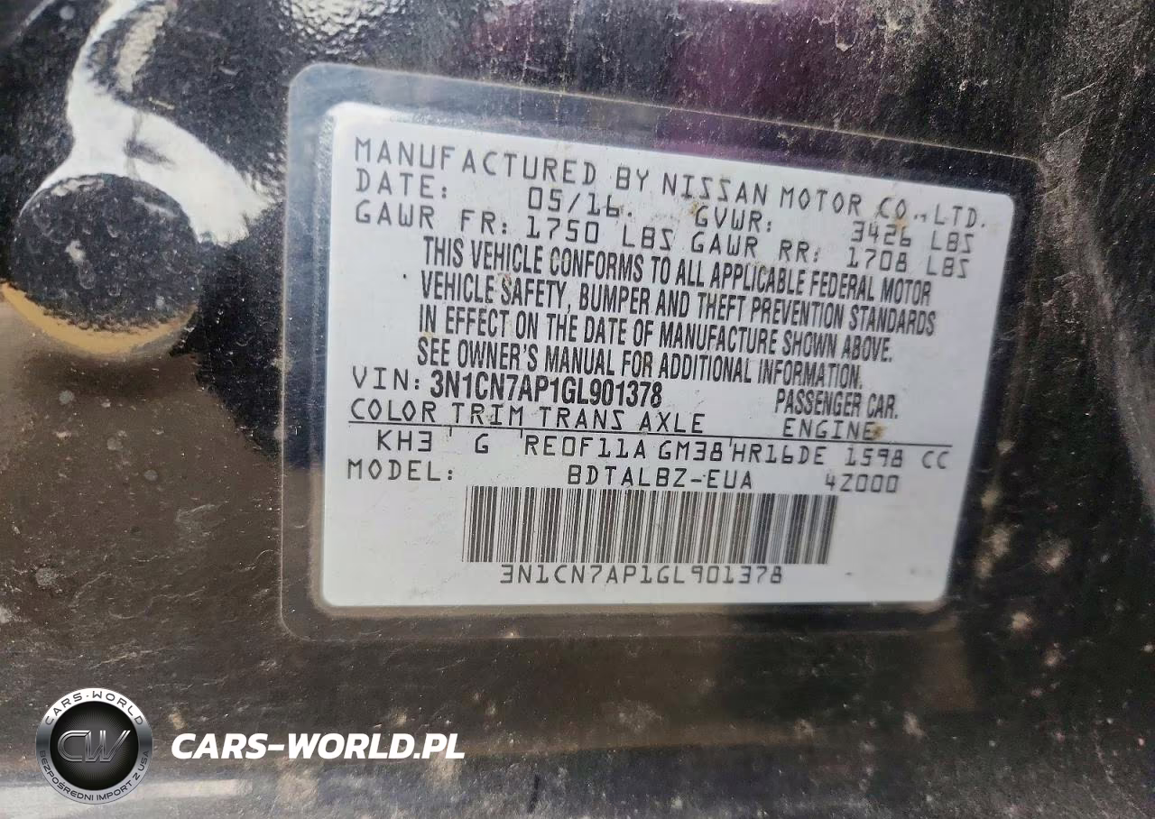 2016 Nissan Versa S VIN:3N1CN7AP1GL901378 - 12