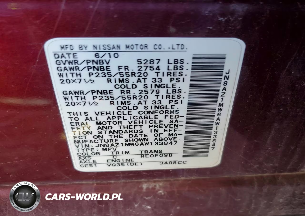 2010 Nissan Murano S VIN:JN8AZ1MW6AW133847 - 13
