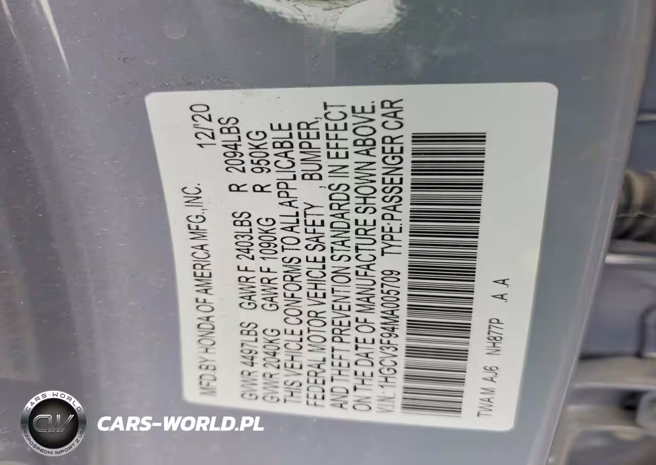 2021 Honda Accord Touring Hybrid VIN:1HGCV3F94MA005709 - 12