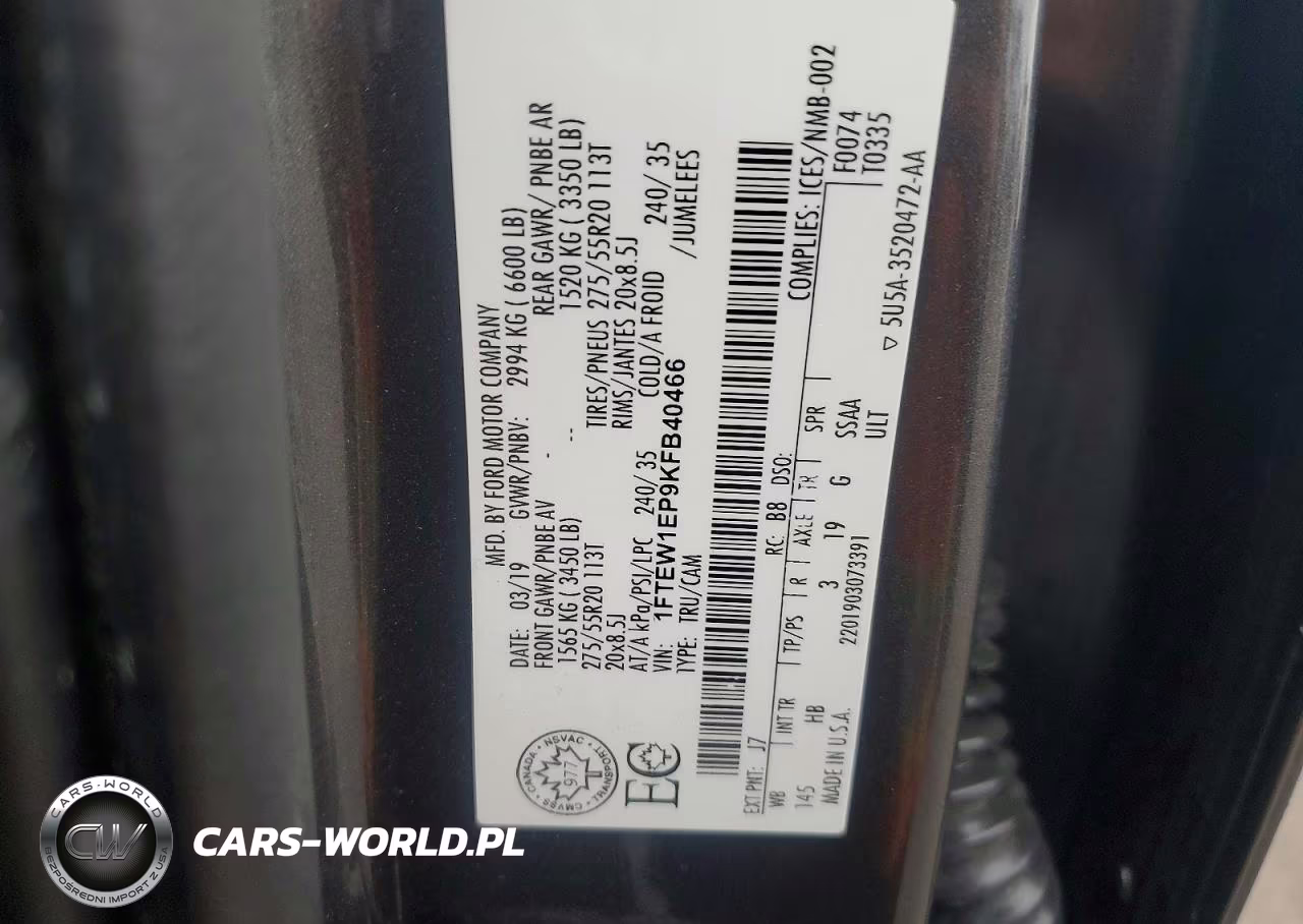 2019 Ford F150 Supercrew VIN:1FTEW1EP9KFB40466 - 12