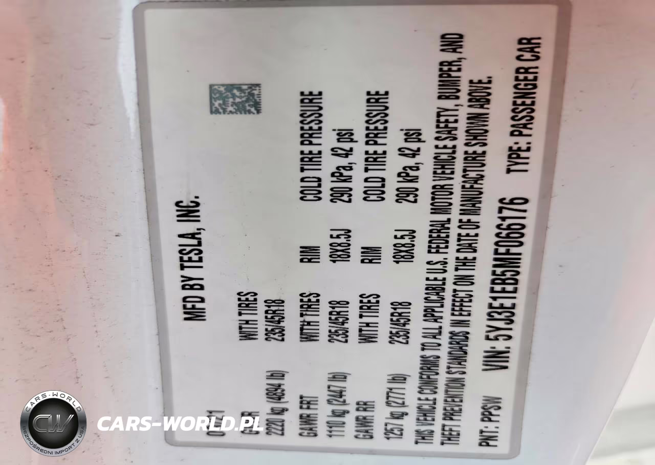 2021 Tesla Model 3 VIN:5YJ3E1EB5MF066176 - 13