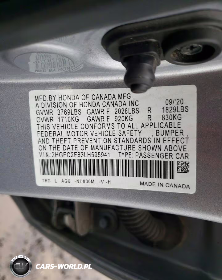 2020 Honda Civic Sport VIN:2HGFC2F83LH595941 - 12