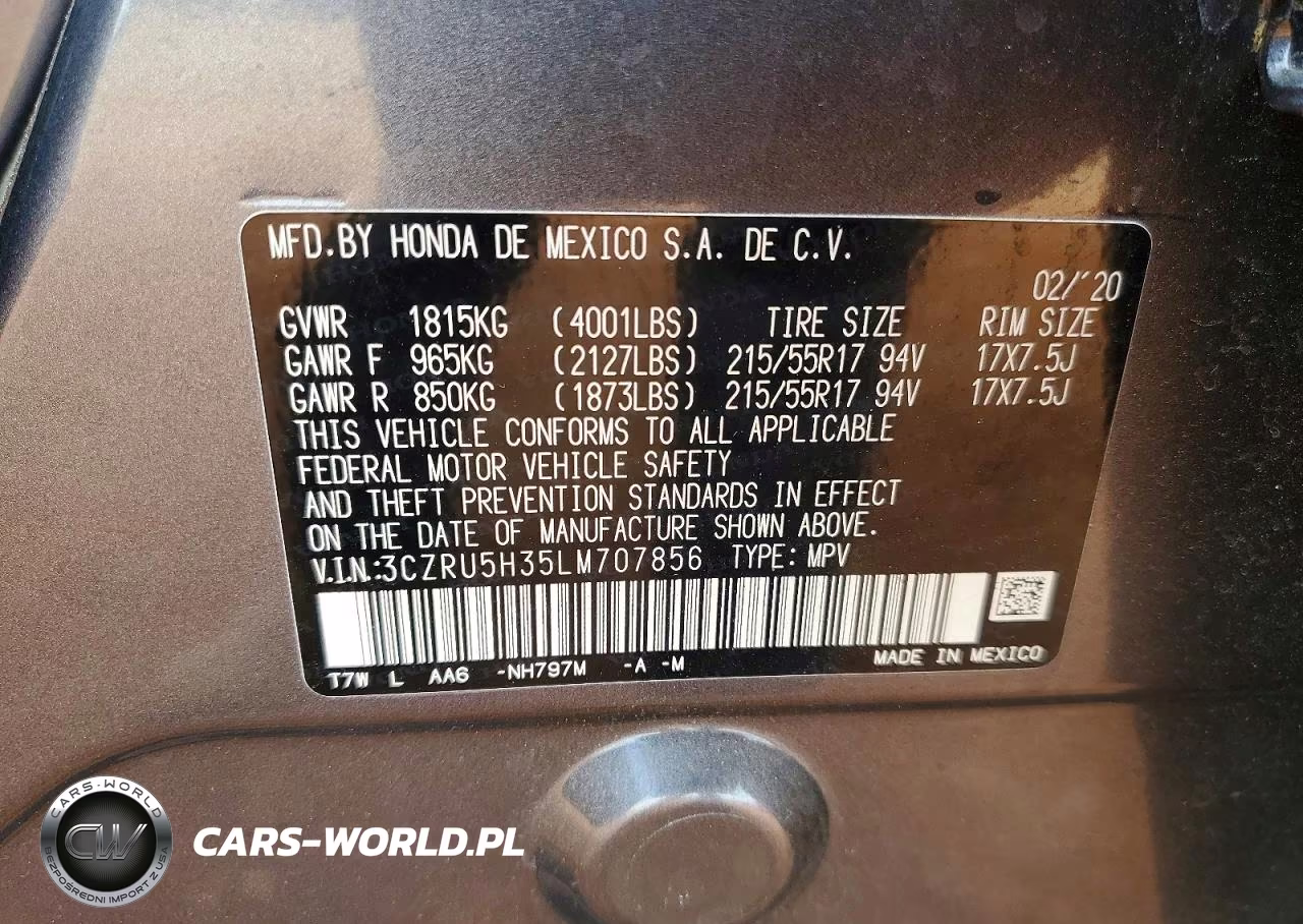 2020 Honda Hr-V Lx VIN:3CZRU5H35LM707856 - 13