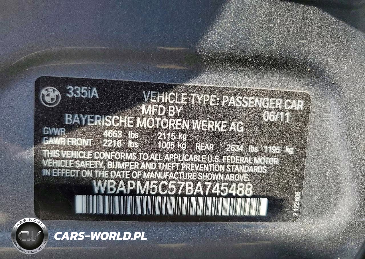2011 BMW 335 I VIN:WBAPM5C57BA745488 - 12