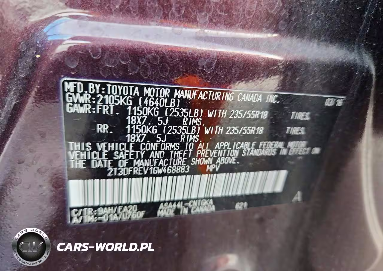 2016 Toyota Rav4 Limited VIN:2T3DFREV1GW468883 - 13