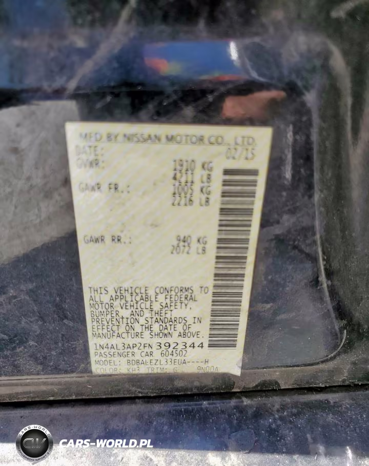 2015 Niss Altima 2.5 VIN:1N4AL3AP2FN392344 - 12