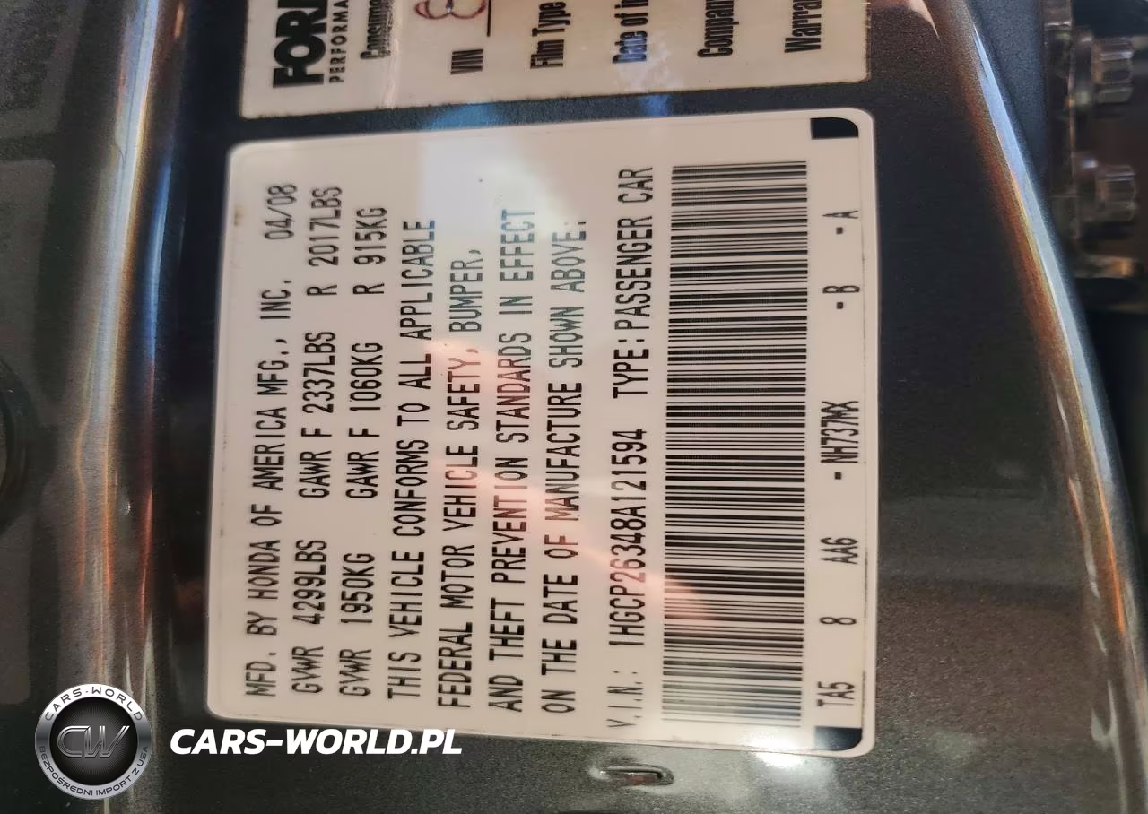 2008 Honda Accord VIN:1HGCP26348A121594 - 12